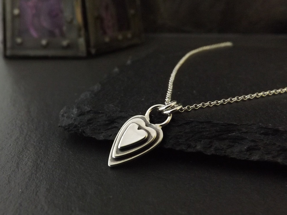 Heart on Hearts Silver Pendant Necklace