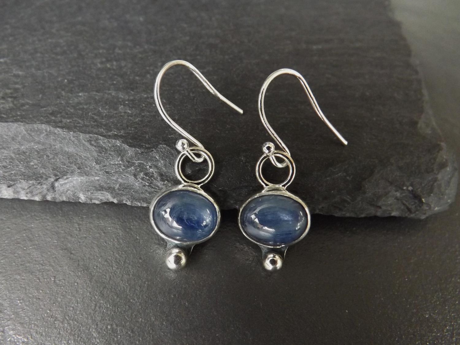 Kyanite Dangly Silver Earrings