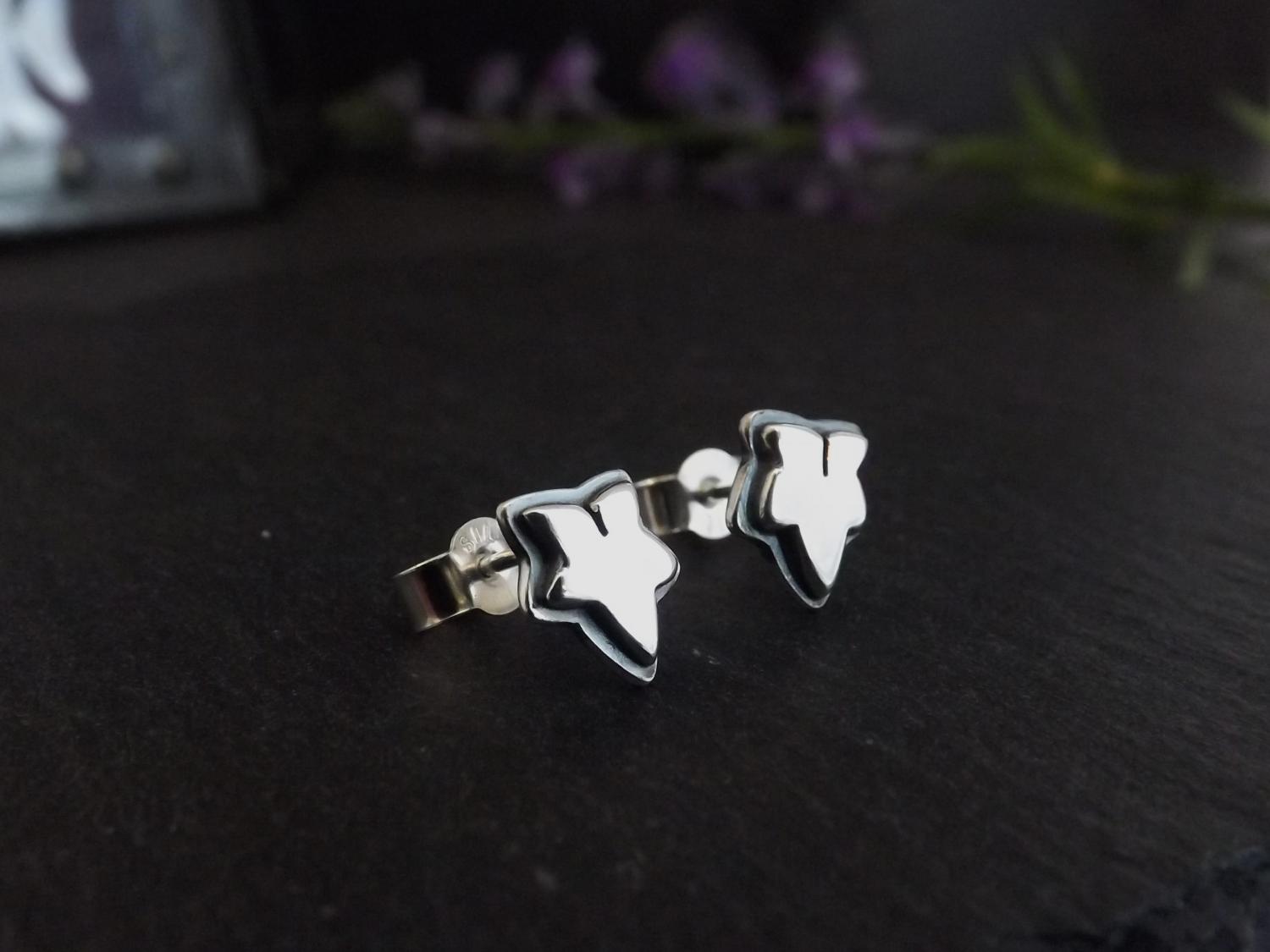 Ivy Leaf Silver Stud Earrings