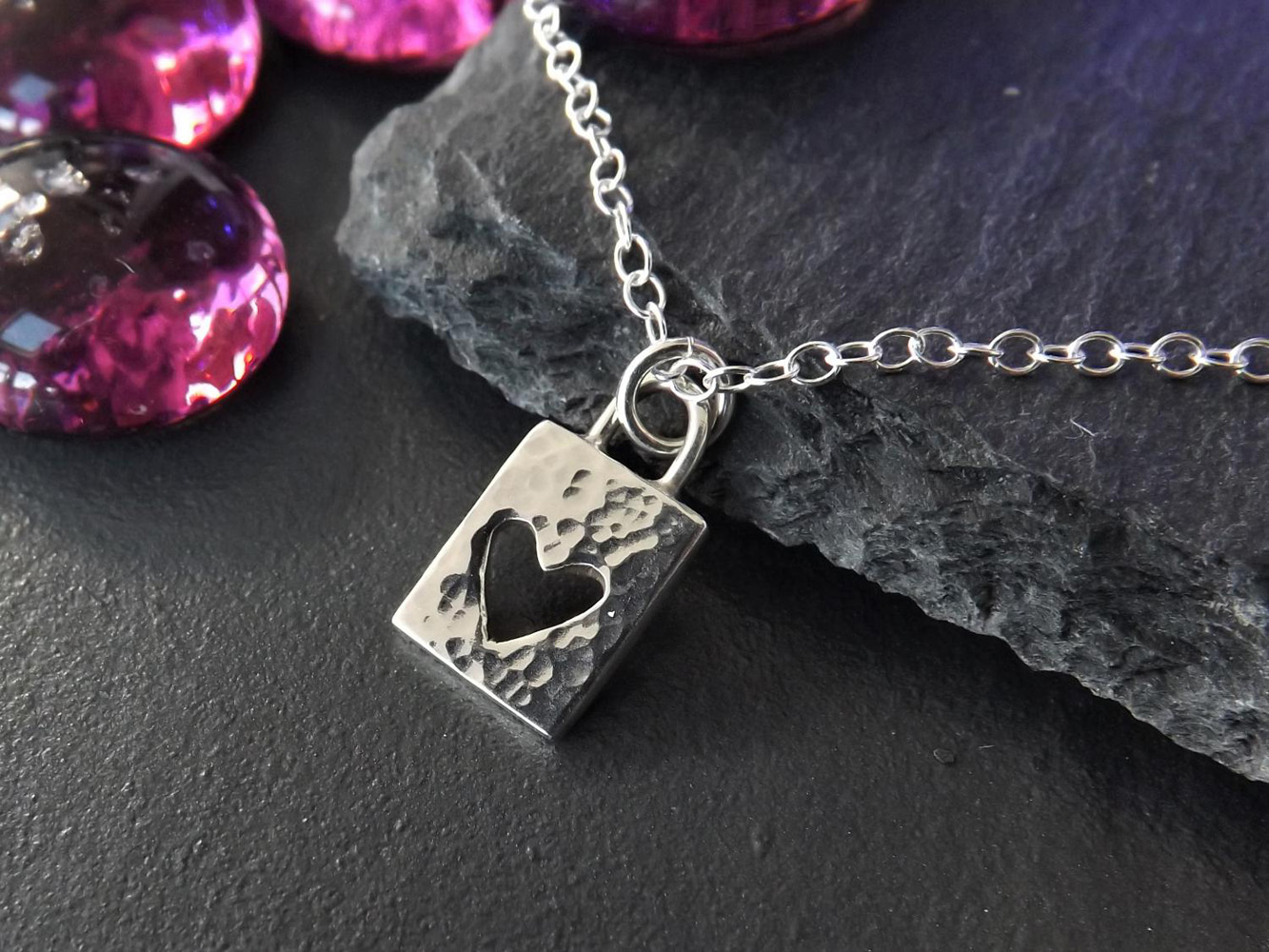 Little Silver Padlock Link Necklace