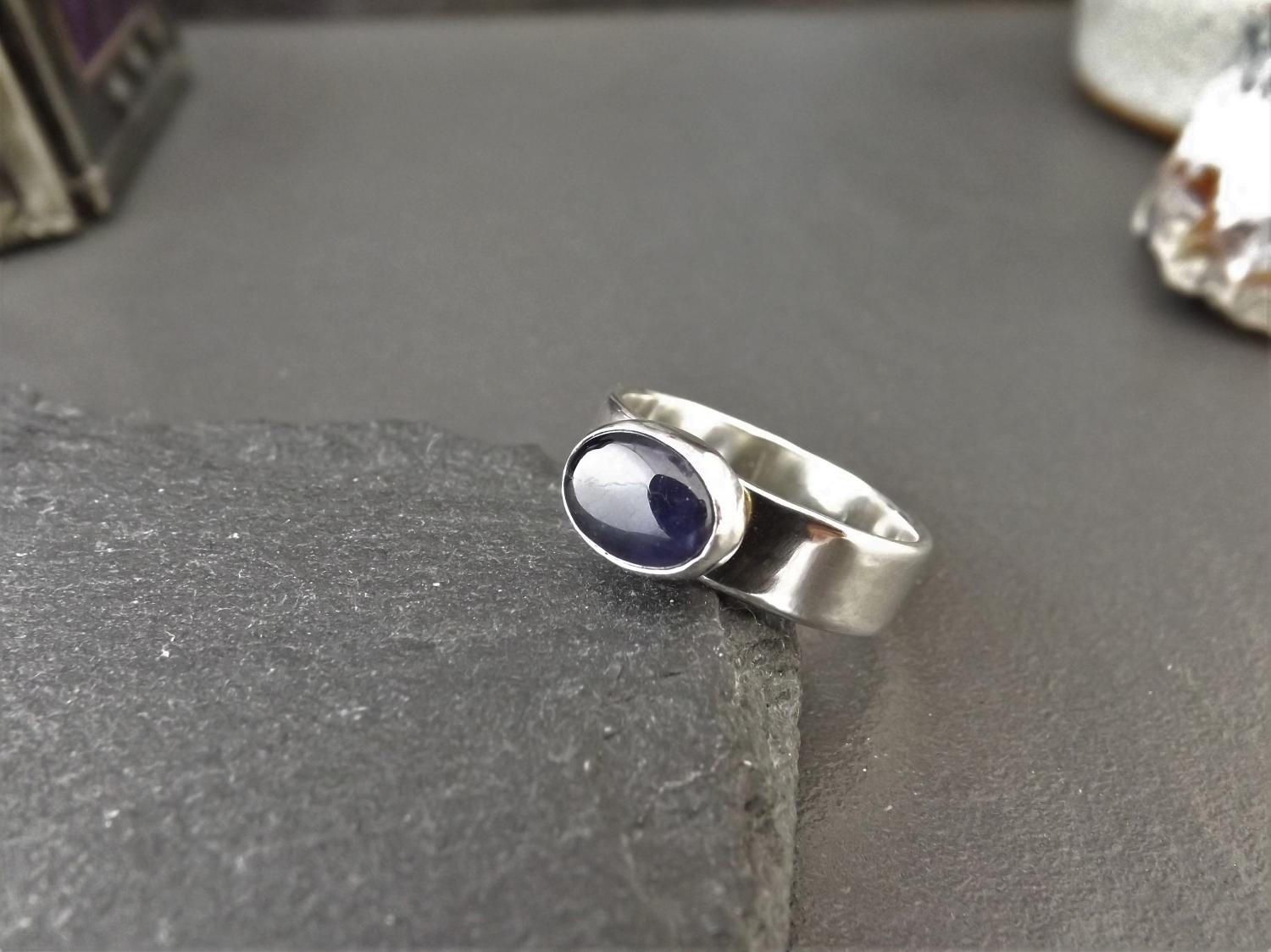 Iolite Silver Ring, Size M