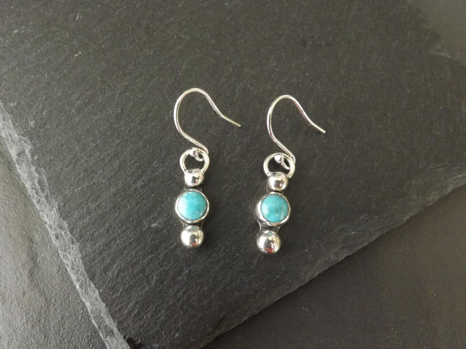 Turquoise Dangly Silver Earrings