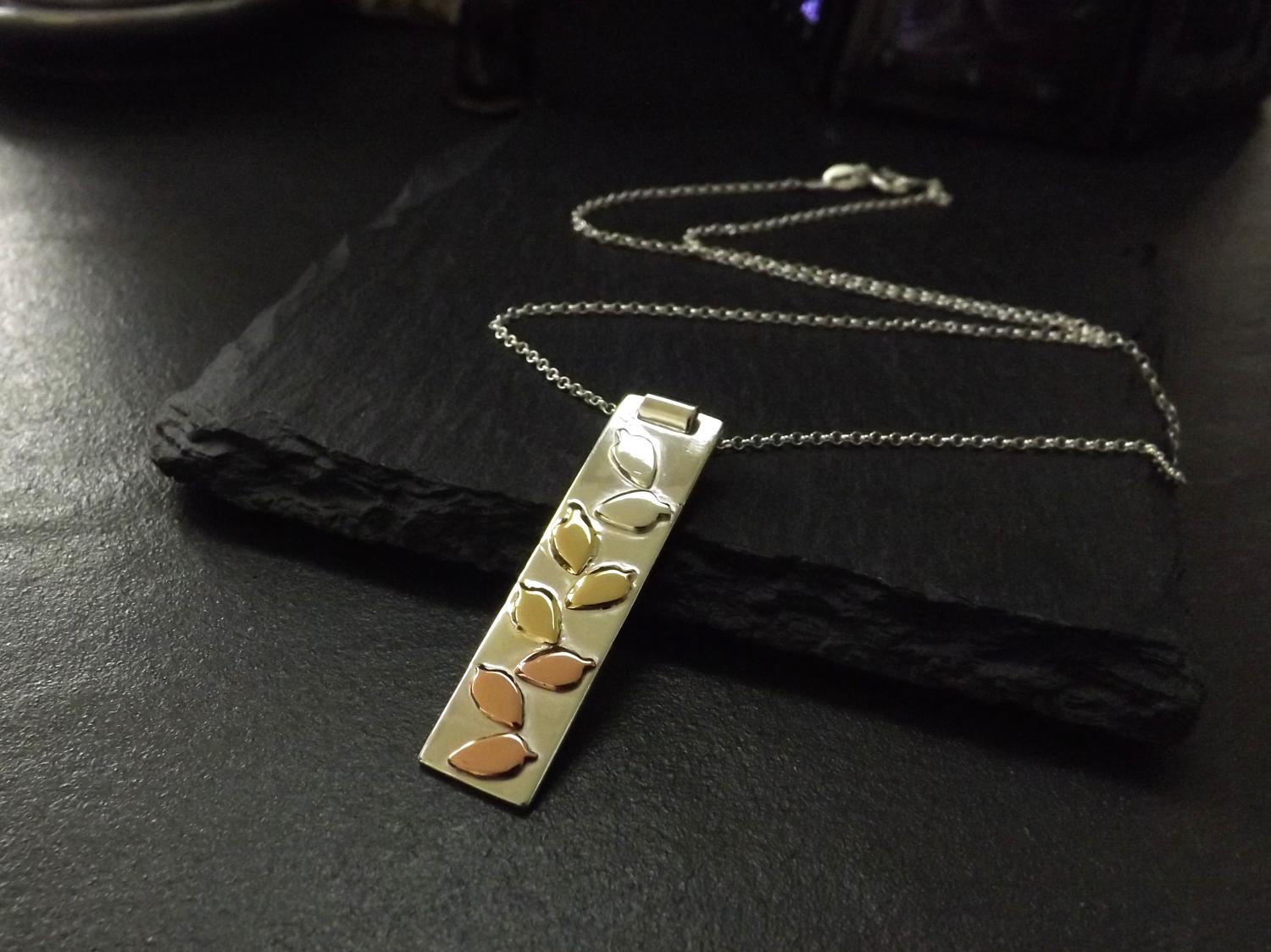 Autumn Leaves Silver Pendant Necklace