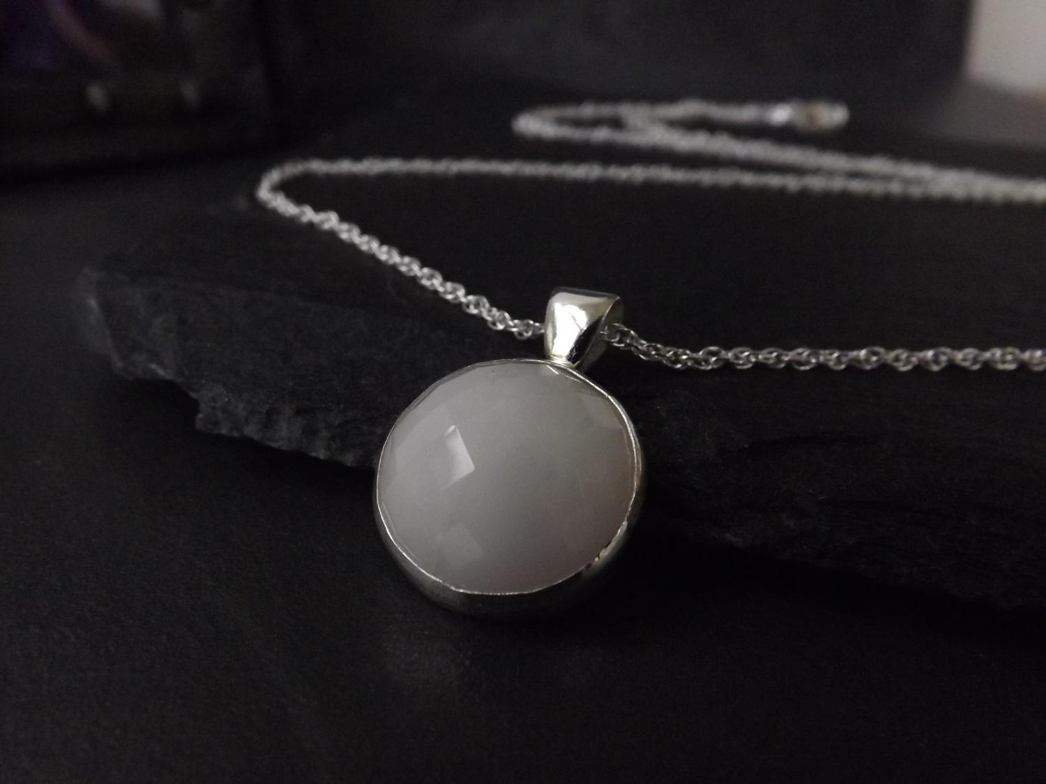 White Mountain Jade Silver Pendant Necklace