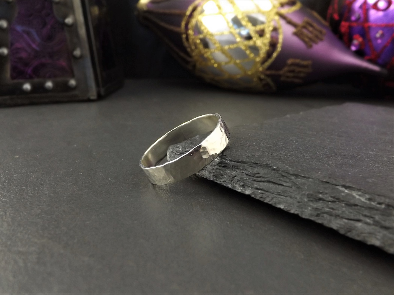 Hammered Silver Ring size U