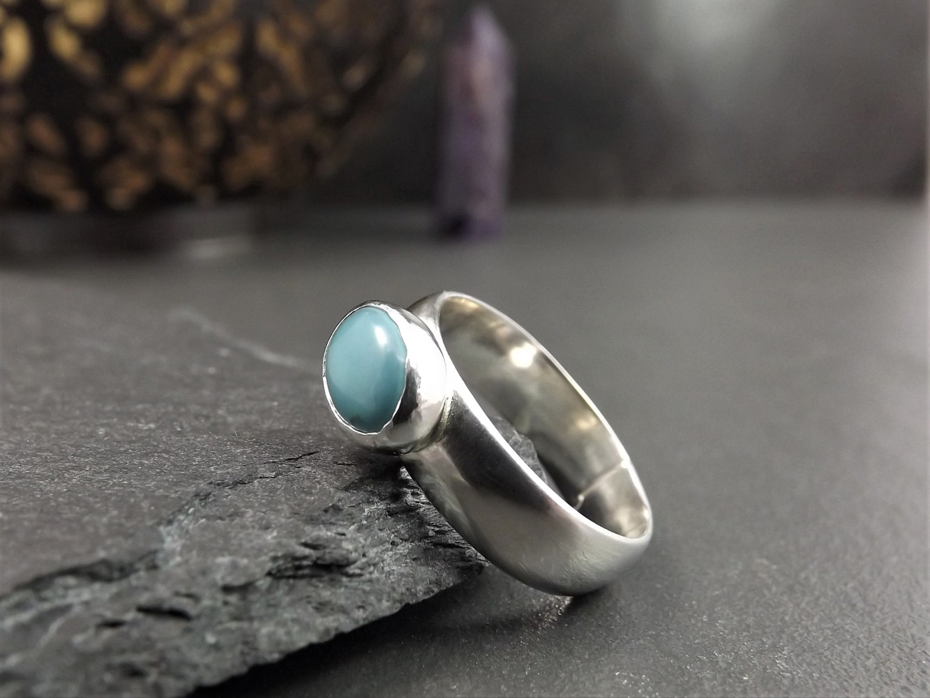 Turquoise Silver Ring size L